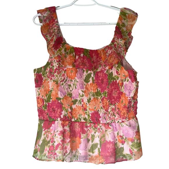 NWT! Lauren Conrad Tank Top Pink Floral Size XXL - Picture 1 of 10